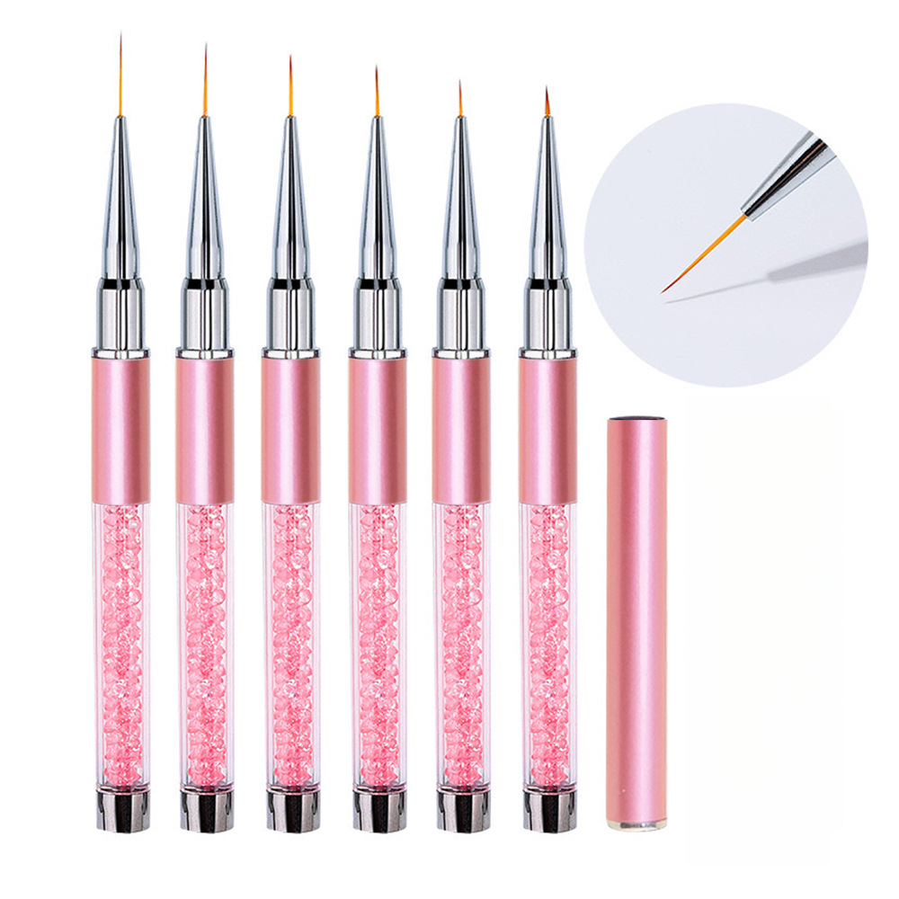 Detailing Brush Set - 1/6-teiliges Nail-Art-Liner-Pinsel-Set mit Strassgriff, ultradünne Pinsel
