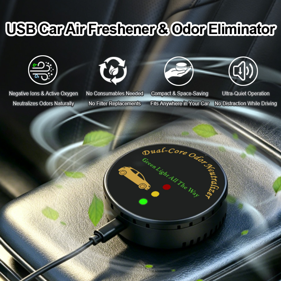 Odor Eliminator Car - Auto-Luftreiniger, Filterfreier USB Plug-and-Play Geruchsbeseitiger mit