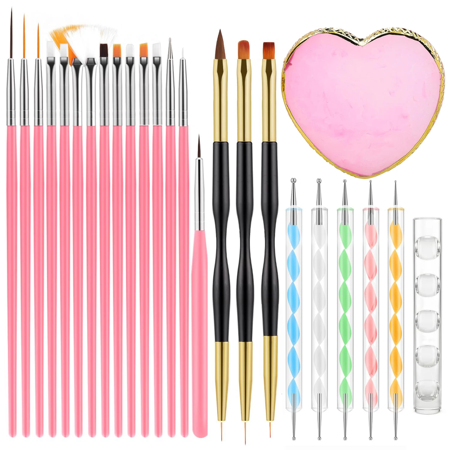Detailing Brush Set - 25-teiliges Nagelpinsel-Set – Feine Details, tragbar,