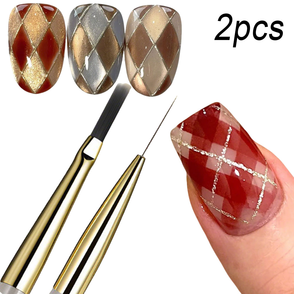 Detailing Brush Set - 1 Stück Französisches Kariertes Nagelkunst-Pinselset Gitter-/Tartanlinien-/Schmalzlinien-Zeichenstifte