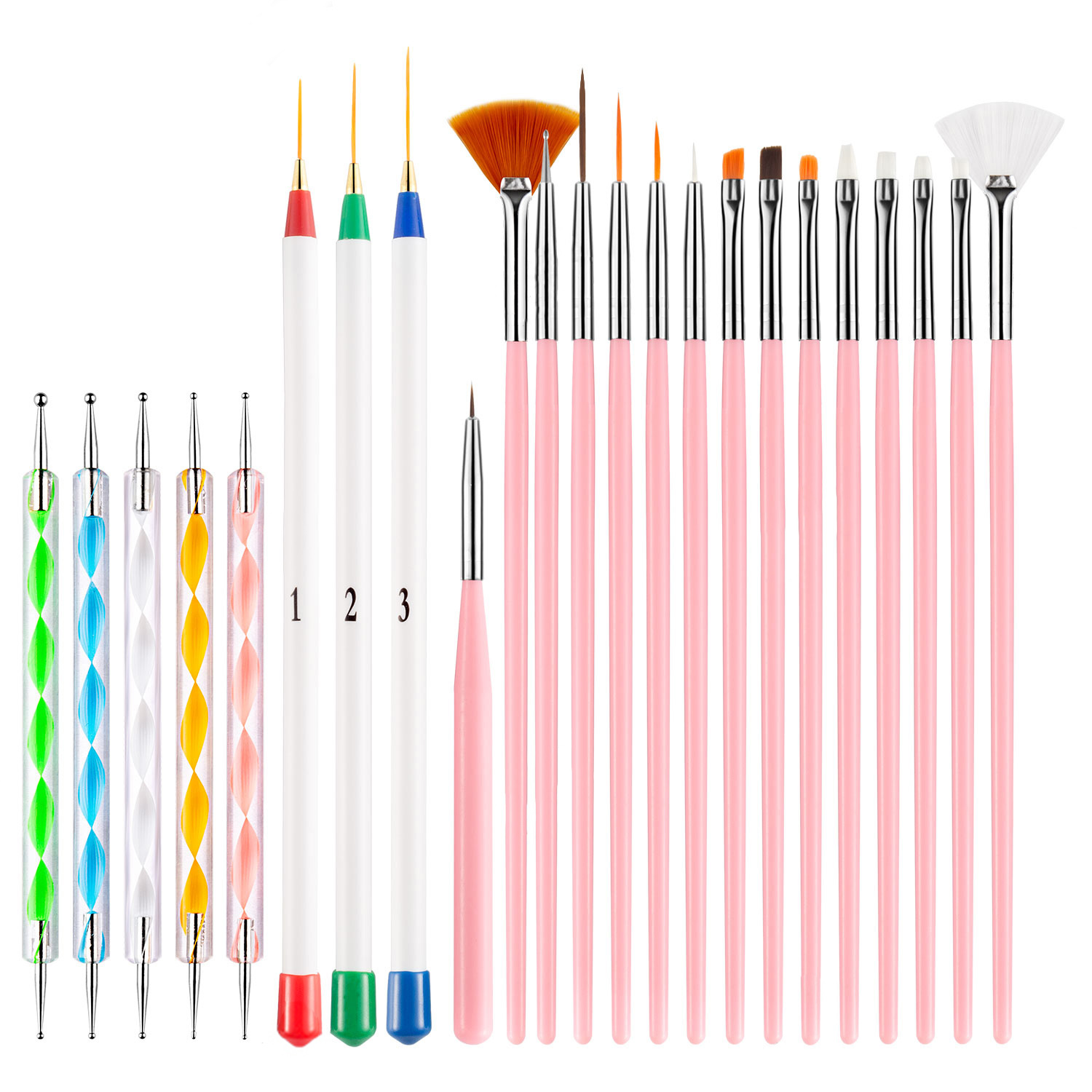 Detailing Brush Set - 23-teiliges Nail-Art-Pinsel-Set, Liner Dotting, feine Detail-Werkzeuge